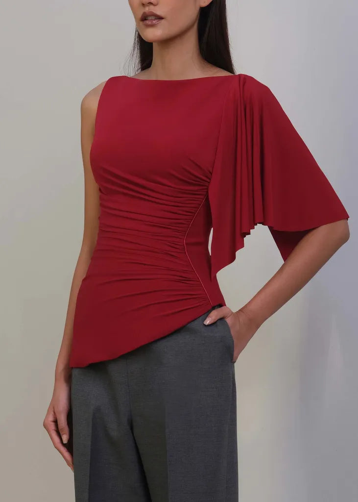 Maroon Draped Wave Top