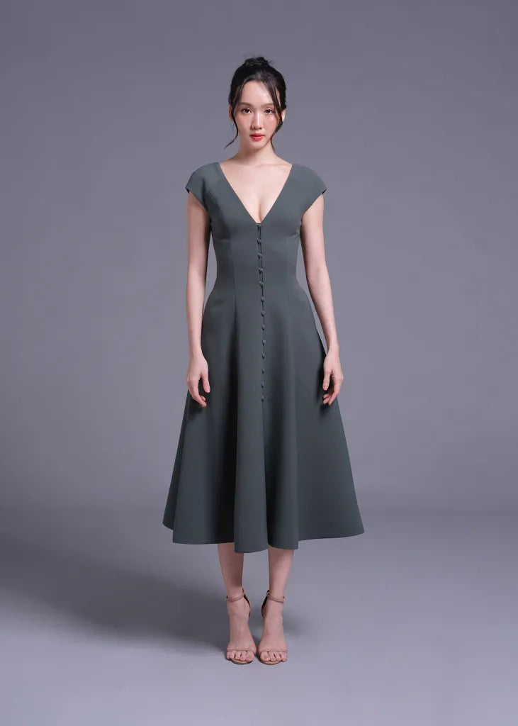 Sycamore V Neck Button Down Dress