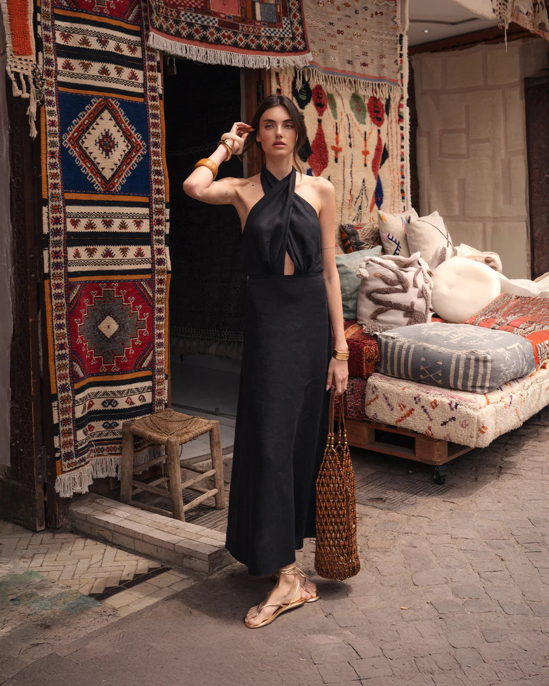 Heliconia Twisted Black Dress