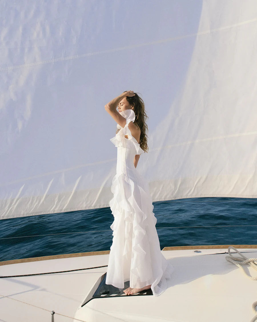 Ocean Breeze White Waves Gown