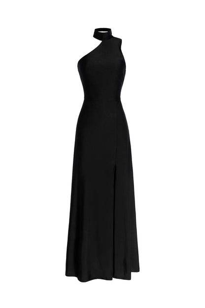 Veloura Halter Slit Maxi Dress