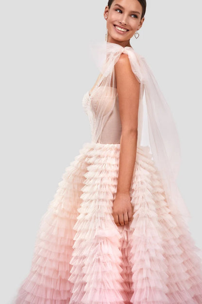 Ombre Couture Frill Layered Gown