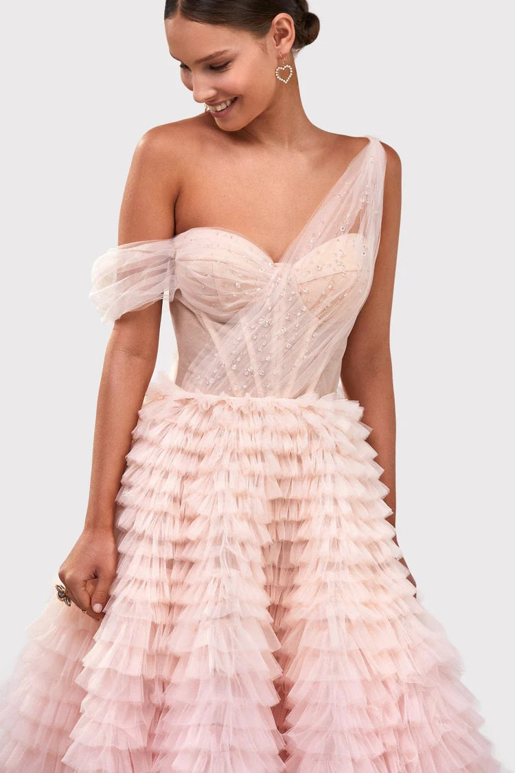 Ombre Couture Frill Layered Gown