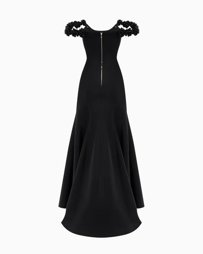 Azalée Black Rosette Ember Gown