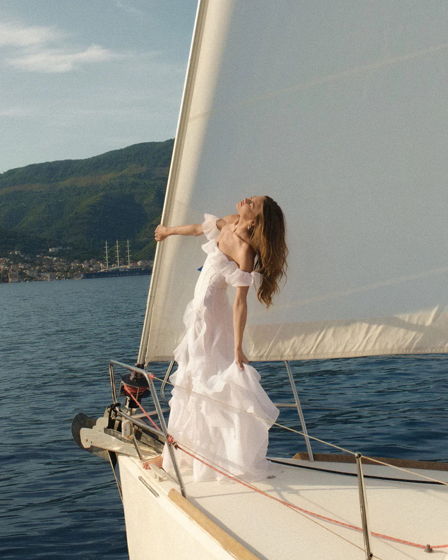 Ocean Breeze White Waves Gown