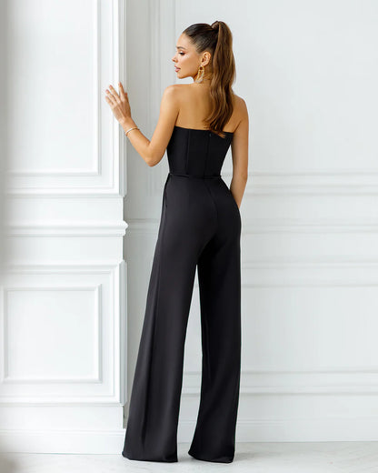 Classic Black V-neck Sleeveless Jumpsuit
