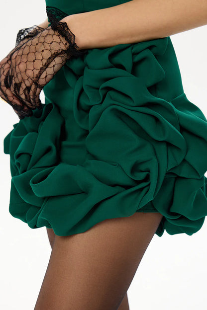 Bustier Olive Dress Flora Bottom One Shoulder