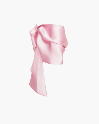 Pink Organza Off-Shoulder Blouse With Meringue Flounces (Milla)