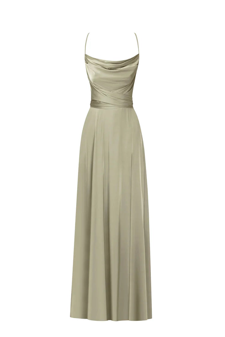 Boudoir Olive Luxe silk slip dress
