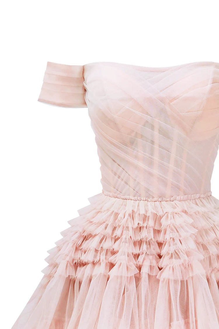 Misty Roselle Off Shoulder Frill Layered Gown