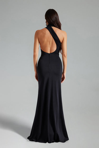 Veloura Halter Slit Maxi Dress