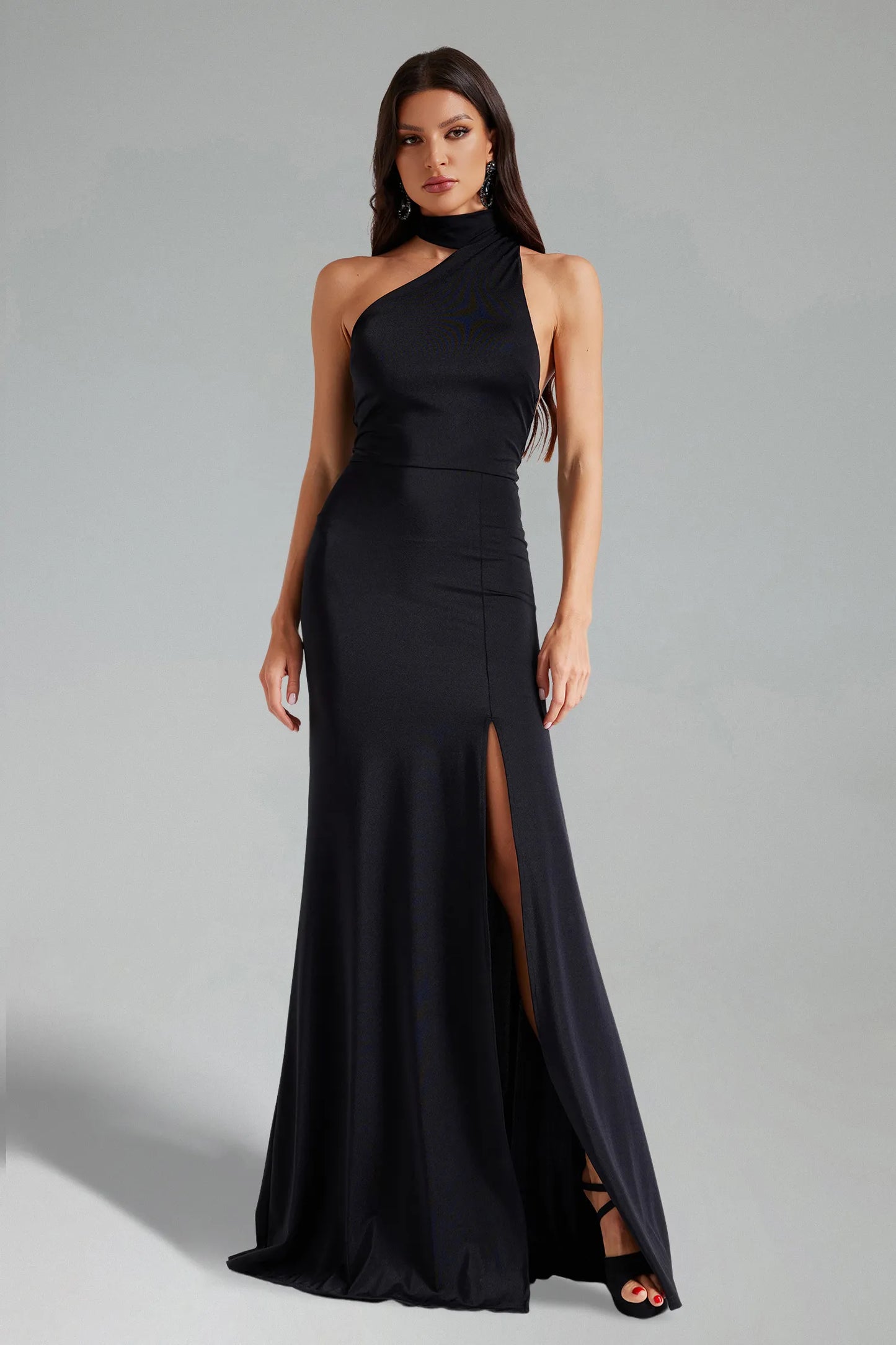 Veloura Halter Slit Maxi Dress