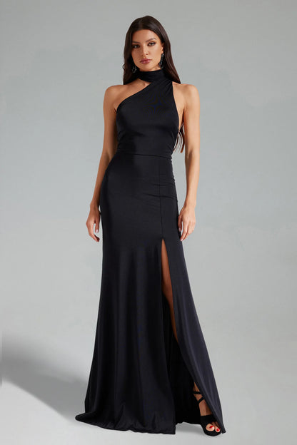 Veloura Halter Slit Maxi Dress