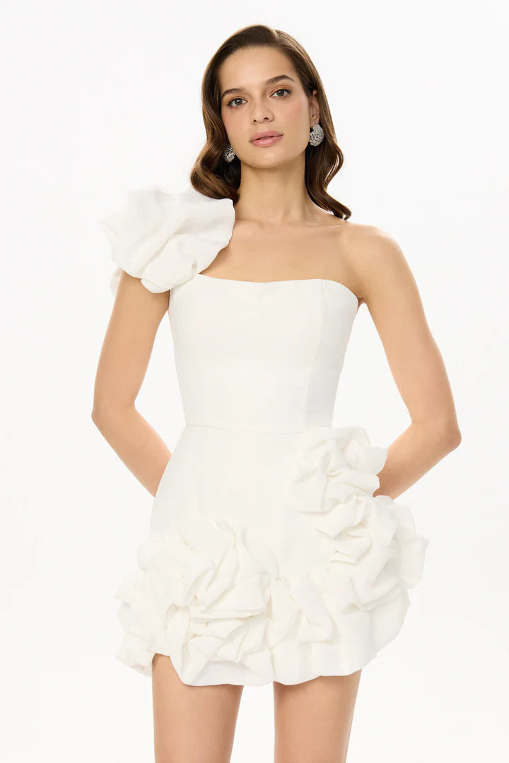 Bustier White Dress Flora Bottom One Shoulder