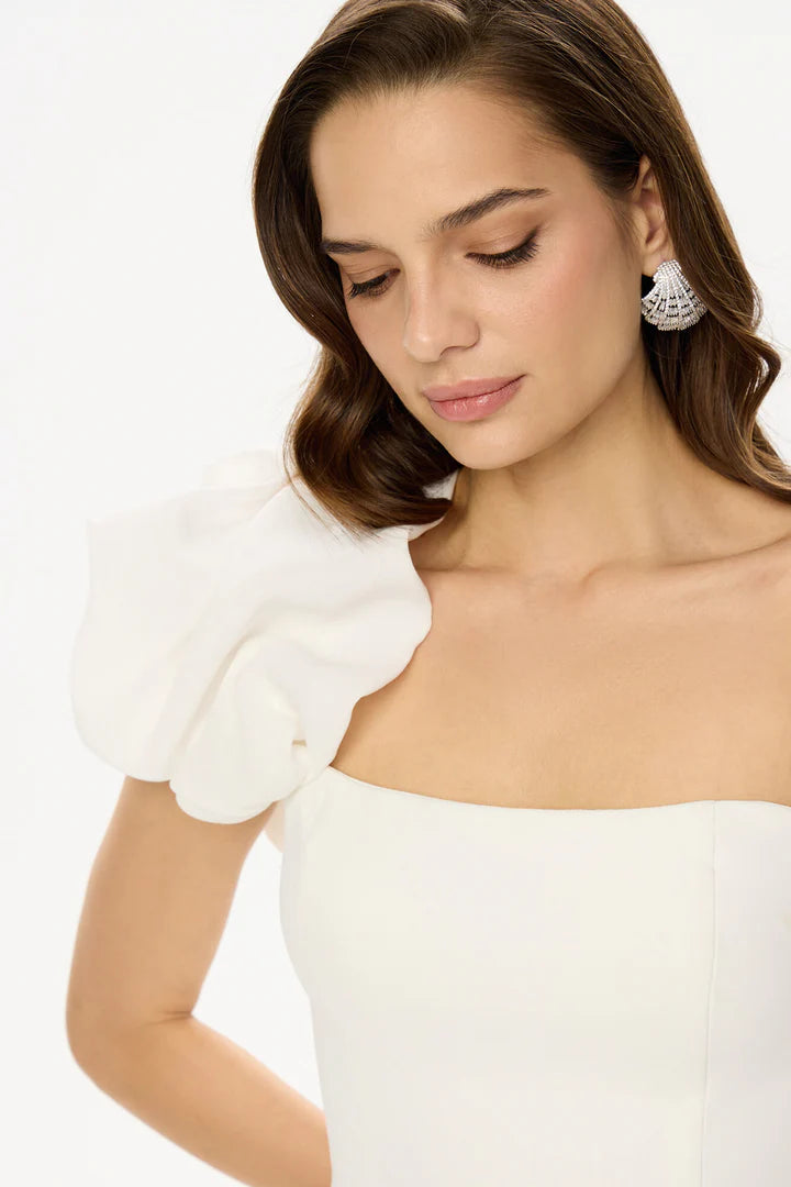 Bustier White Dress Flora Bottom One Shoulder