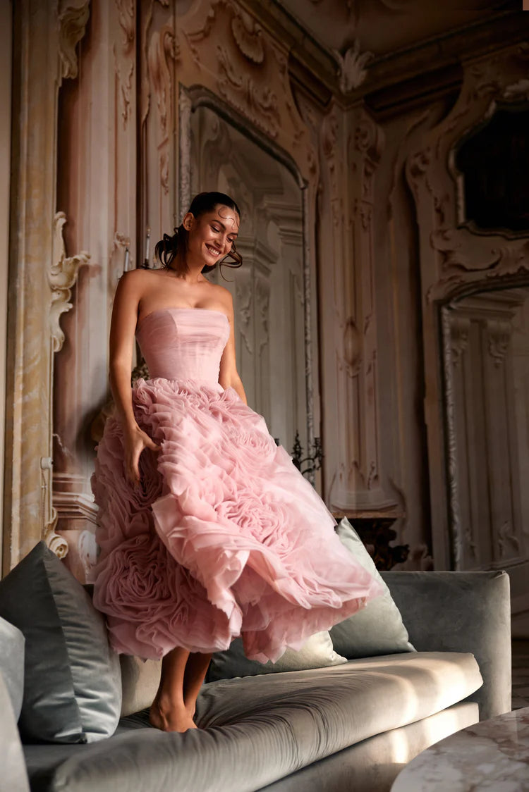 Ivory Fleur Blush Tulle Dress