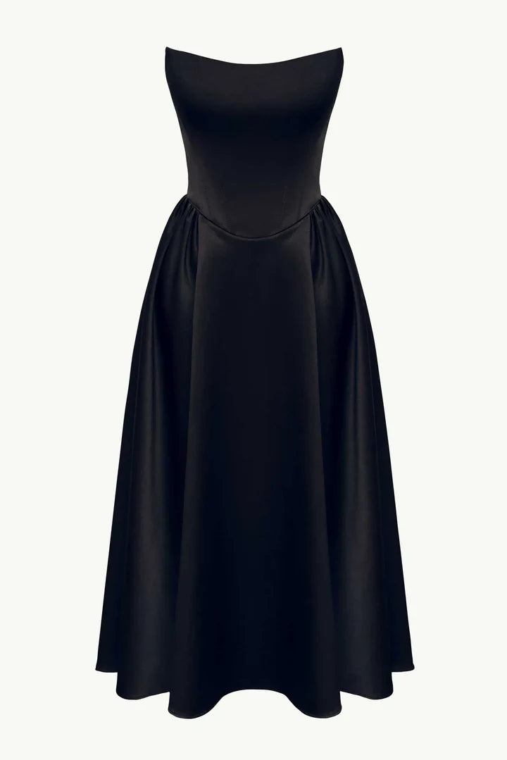 Fleur Tuck Black Corset Dress
