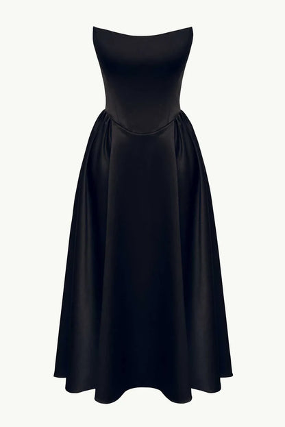 Fleur Tuck Black Corset Dress