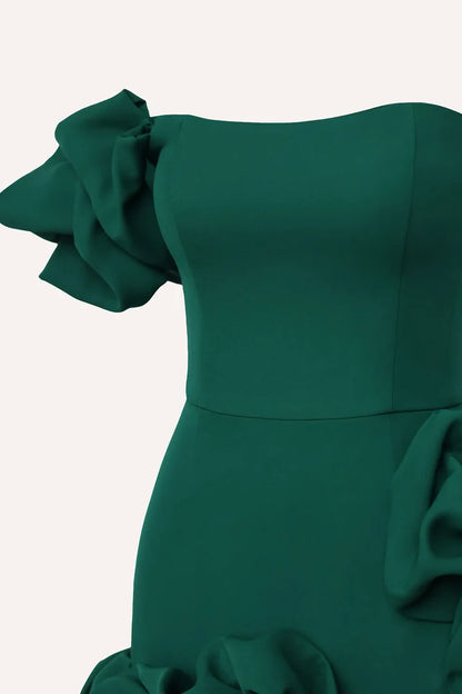 Bustier Olive Dress Flora Bottom One Shoulder