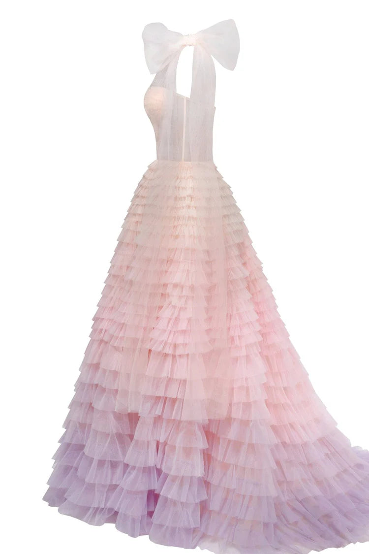 Ombre Couture Frill Layered Gown