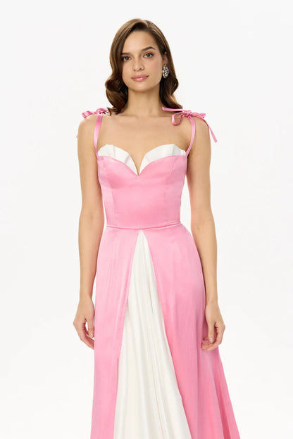 Luna Slit Pink Flowy Dress