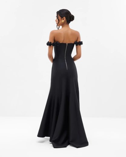 Azalée Black Rosette Ember Gown