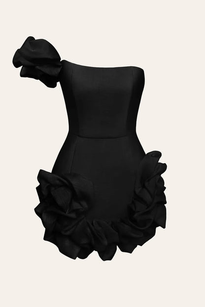 Bustier Black Dress Flora Bottom One Shoulder