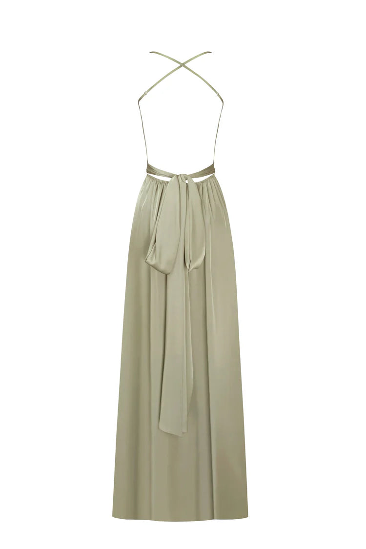 Boudoir Olive Luxe silk slip dress