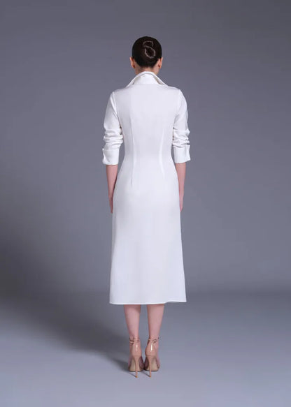 Acetate Shirt Dress with Gathered Tie Detail