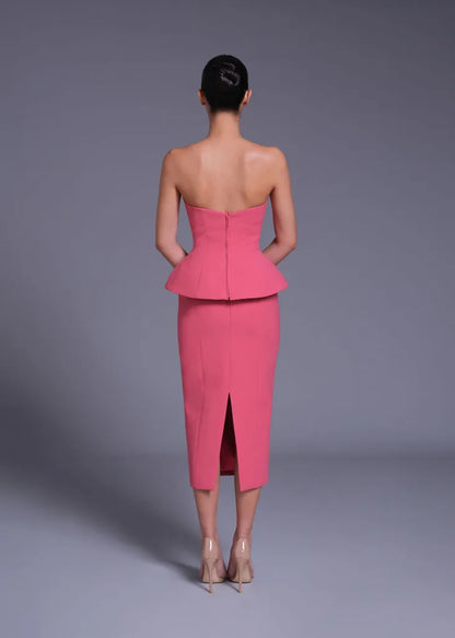 Crimson Jekyll Double Layer Waist Strapless Sheath Dress