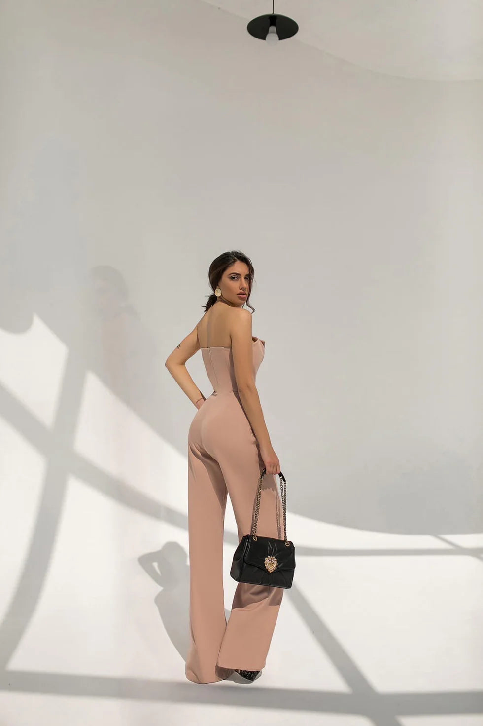 Classic Beige V-neck Sleeveless Jumpsuit