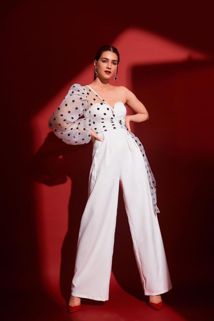 Polka Dot One Shoulder Jumpsuit