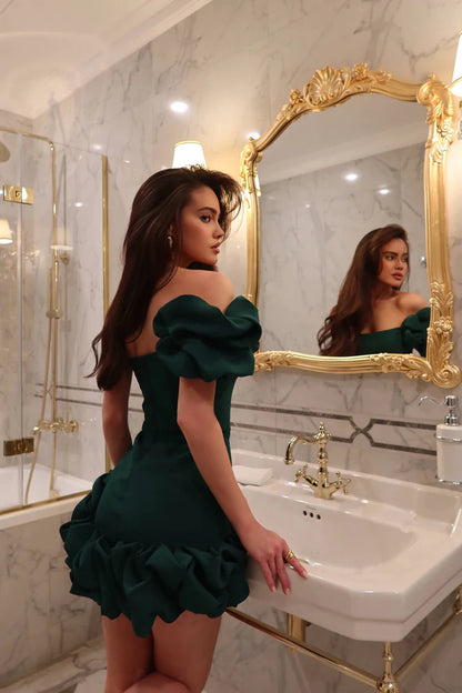 Bustier Olive Dress Flora Bottom One Shoulder