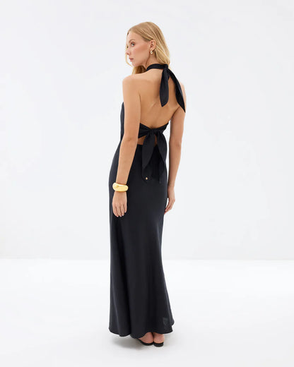 Heliconia Twisted Black Dress