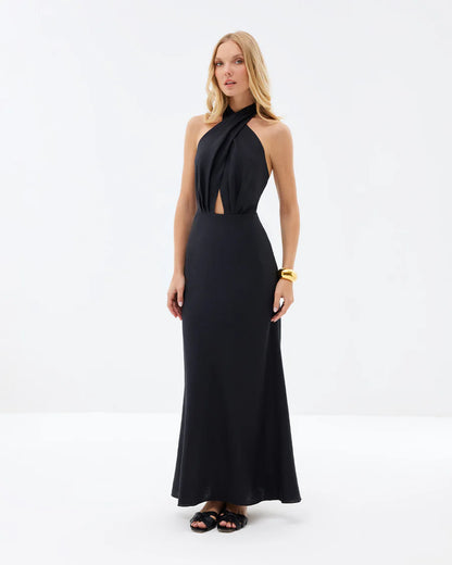 Heliconia Twisted Black Dress