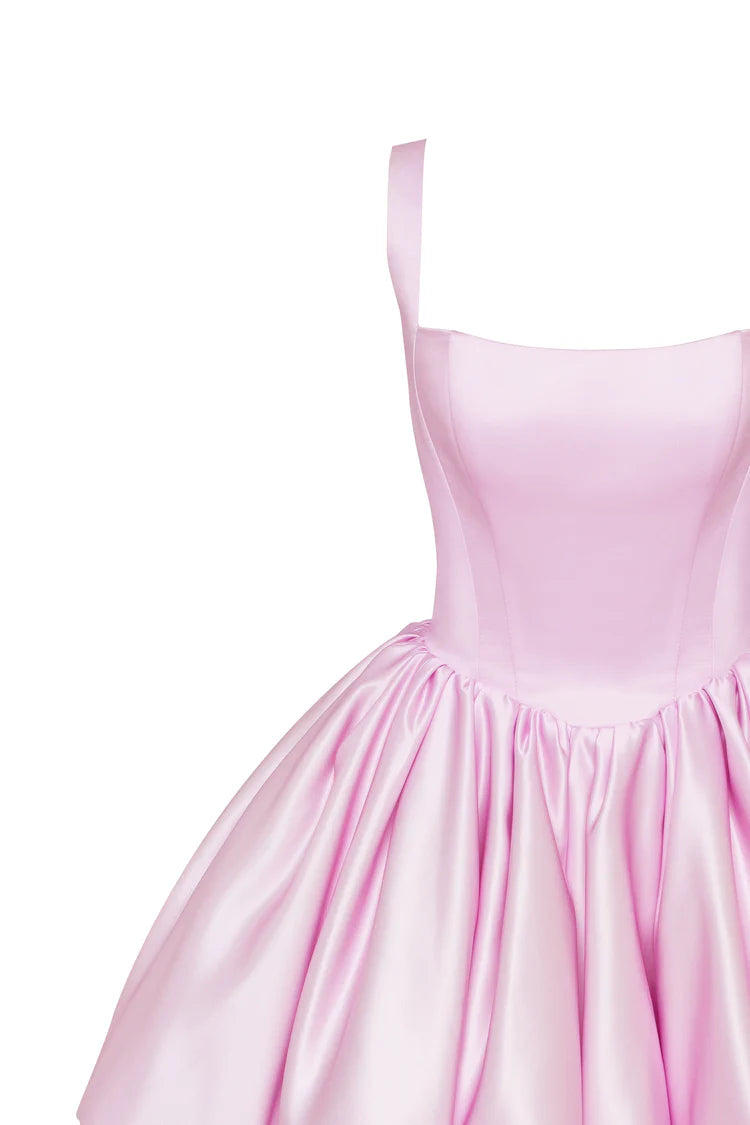 Adorable Puffy Pink Glow Mini Dress