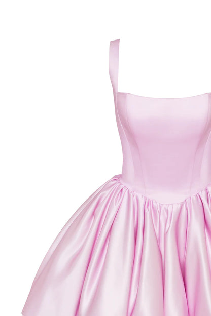 Adorable Puffy Pink Glow Mini Dress