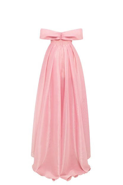 Reverie Off Shoulder misty rose maxi dress