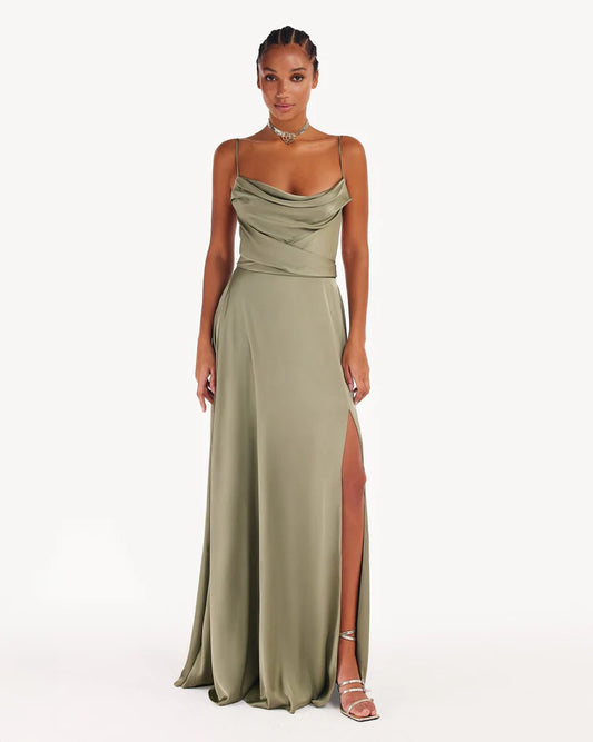 Boudoir Olive Luxe silk slip dress