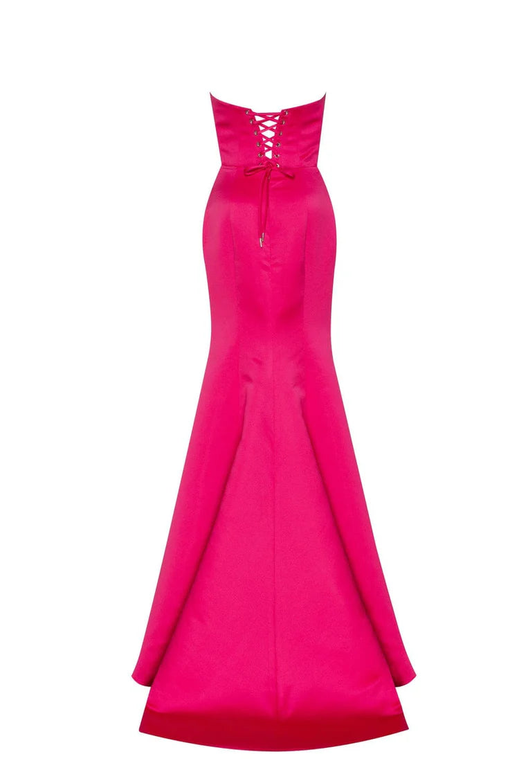 Fuchsia Siren evening gown with thigh slit
