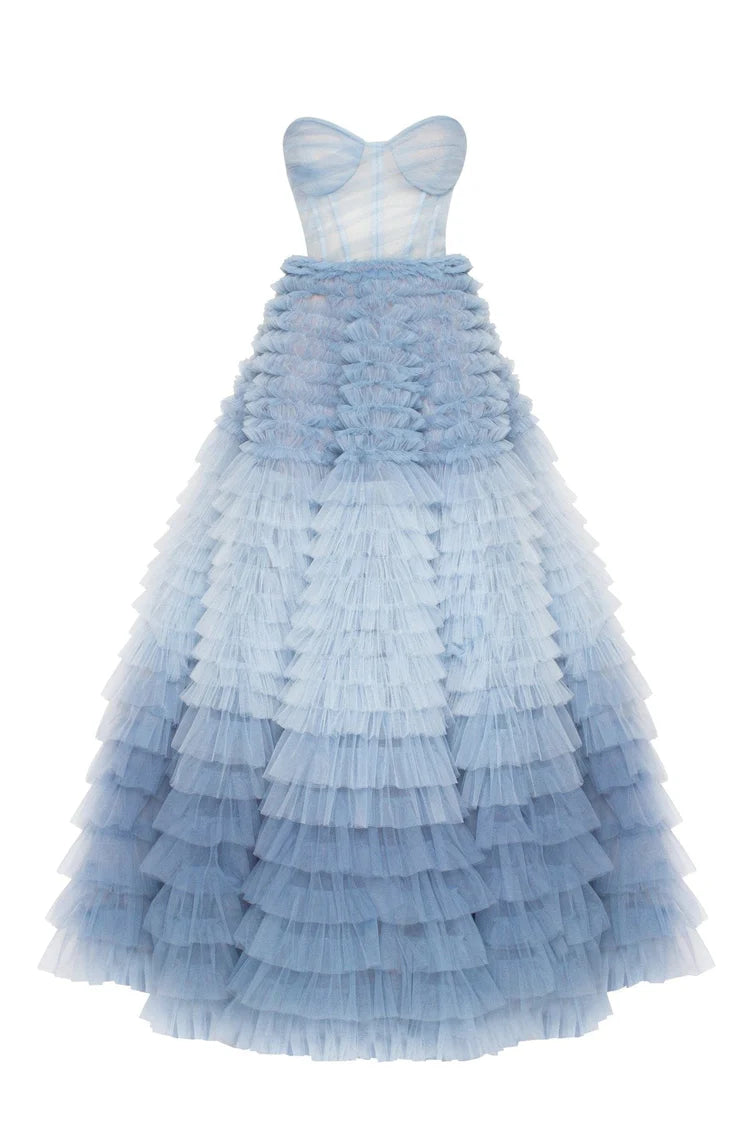 Bluebell Strapless Frill Layered Fluffy Dress