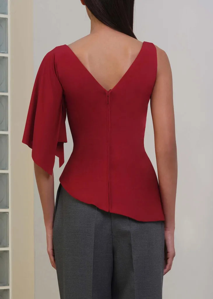 Maroon Draped Wave Top