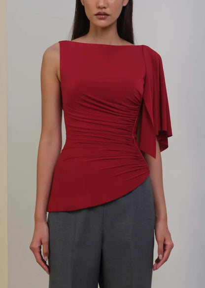 Maroon Draped Wave Top