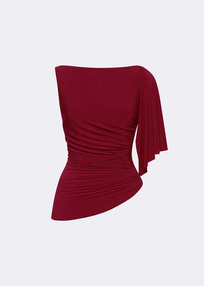 Maroon Draped Wave Top
