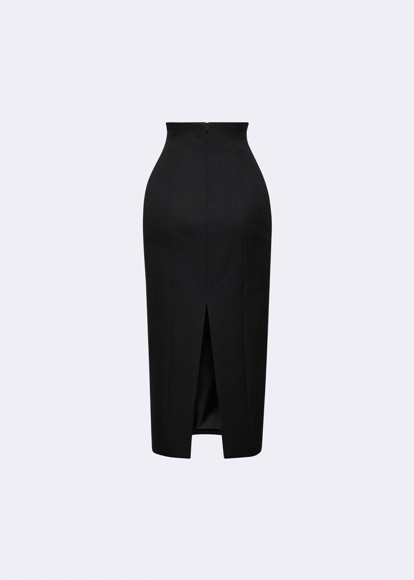 Black High Waist Formline Skirt with Button Detail