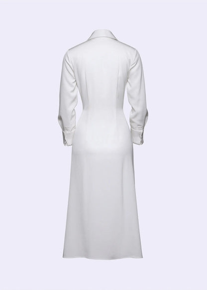 Acetate Shirt Dress with Gathered Tie Detail