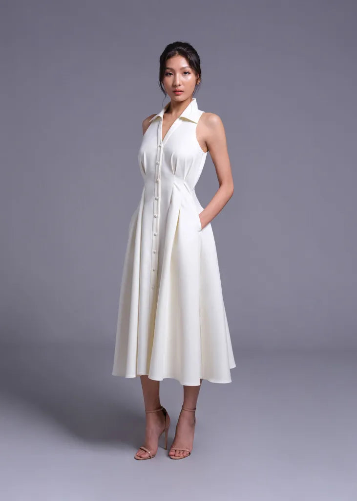 Porcelain Shirt Dress with Button Down Edit