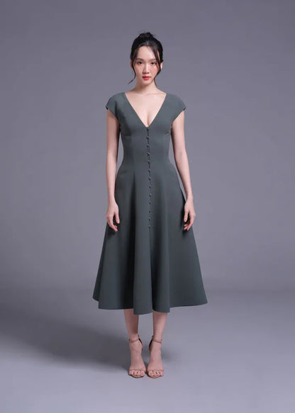 Sycamore V Neck Button Down Dress