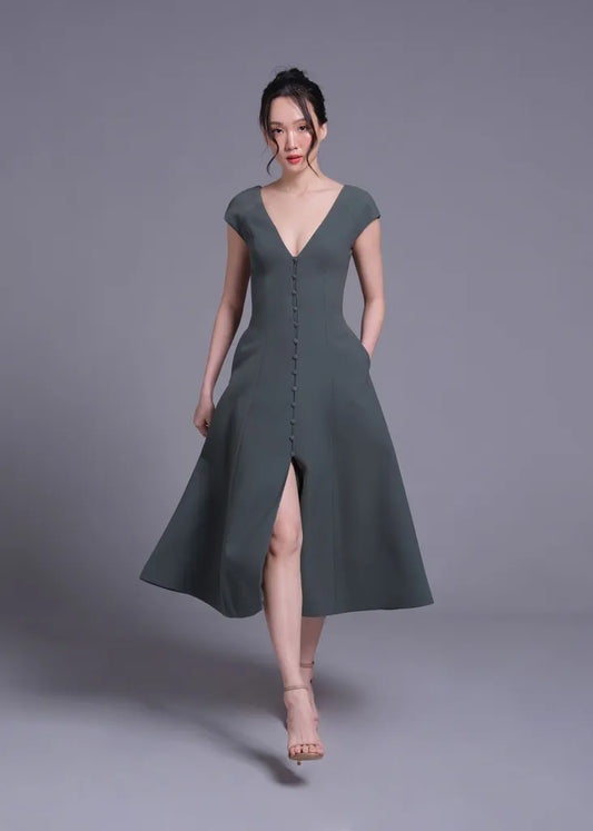 Sycamore V Neck Button Down Dress