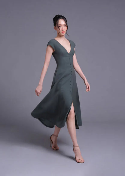 Sycamore V Neck Button Down Dress